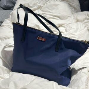 Kate Spade May Street Lida bag Navy Blue with black straps and bottom canvas bag